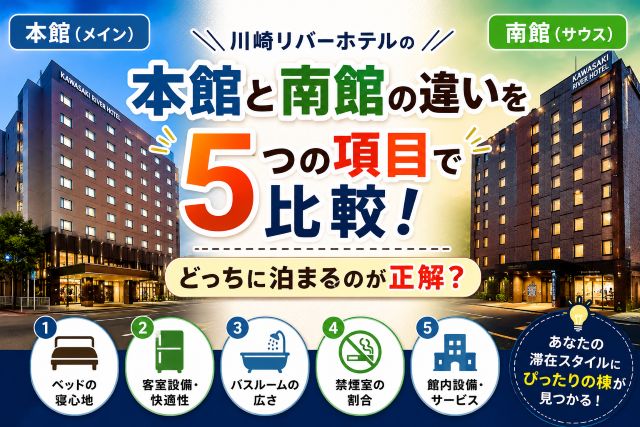 川崎リバーホテルの本館と南館の違いを5つの項目で比較！どっちに泊まるのが正解？