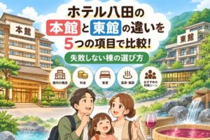 ホテル八田の本館と東館の違いを5つの項目で比較!失敗しない棟の選び方